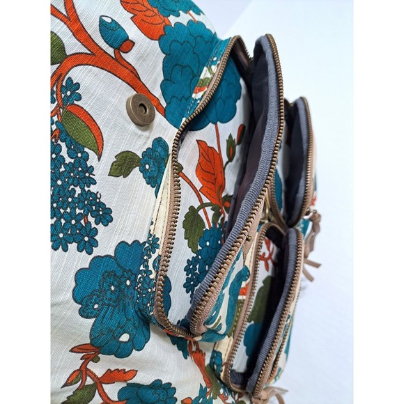 Anthropologie Hayden Harnett Brooklyn NYC Backpack Bag Floral Poppy Turquoise